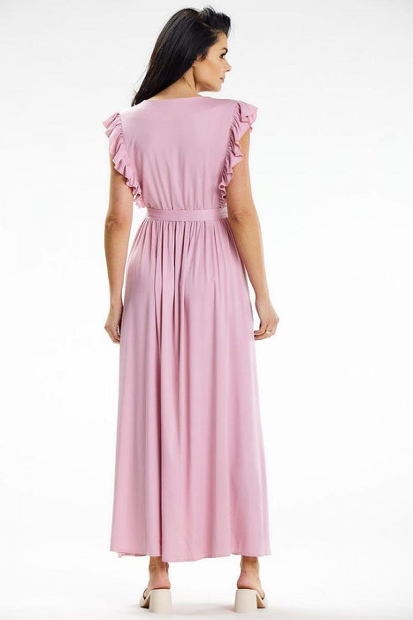 Elegant Summer Envelope Maxi Dress with Ruffled Details