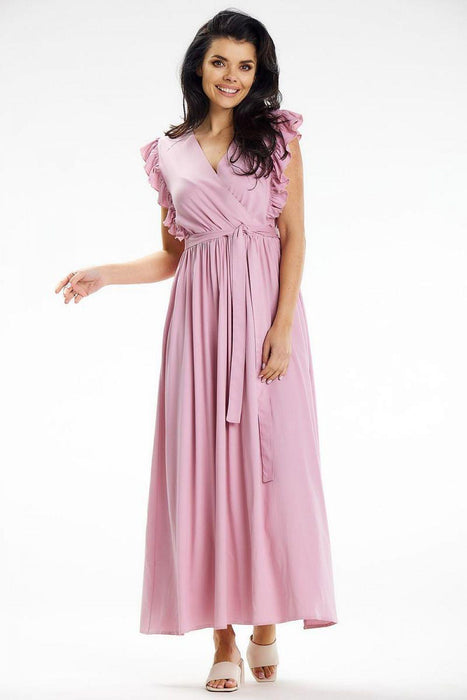 Elegant Summer Envelope Maxi Dress with Ruffled Details