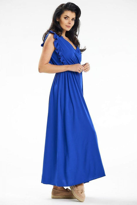 Elegant Summer Envelope Maxi Dress with Ruffled Details