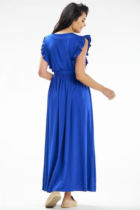 Elegant Summer Envelope Maxi Dress with Ruffled Details