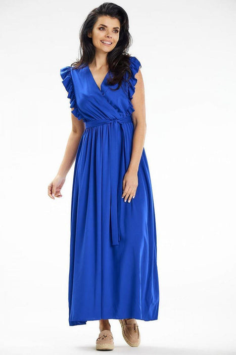 Elegant Summer Envelope Maxi Dress with Ruffled Details