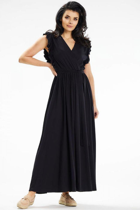 Elegant Summer Envelope Maxi Dress with Ruffled Details