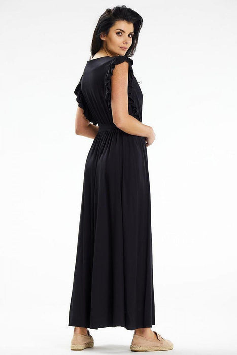 Elegant Summer Envelope Maxi Dress with Ruffled Details