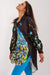 Vibrant Peacock Print Long Sleeve Blouse - Italy Moda Collection