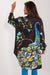 Vibrant Peacock Print Long Sleeve Blouse - Italy Moda Collection