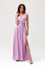 Satin Maxi Dress with Rose Detail and Elegant Silhouette