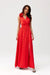 Satin Maxi Dress with Rose Detail and Elegant Silhouette