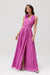 Satin Maxi Dress with Rose Detail and Elegant Silhouette