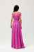 Satin Maxi Dress with Rose Detail and Elegant Silhouette