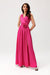 Satin Maxi Dress with Rose Detail and Elegant Silhouette