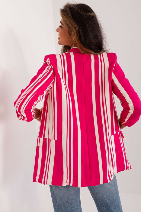 Chic Spring Striped Blazer with Stylish 3/4 Sleeves