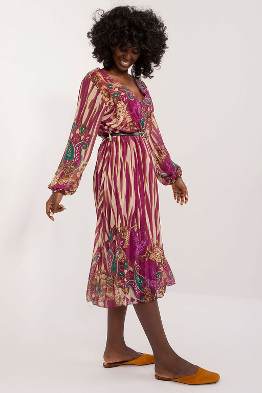 Chic Italian Midi Dress with Colorful Floral Print