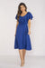 Chic Midi Dress with Ruffled Neckline and Adjustable Waist