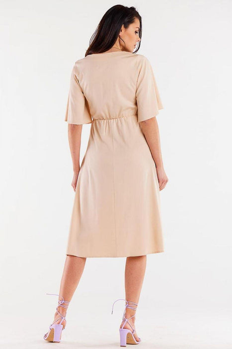 Elegant Viscose Day Dress with Flared Hem