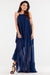 Chic Ruffle Trim Chiffon Maxi Dress