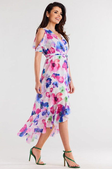 Chic Asymmetrical Ruffle Chiffon Dress