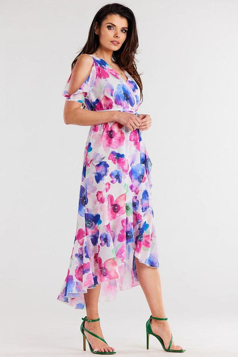 Chic Asymmetrical Ruffle Chiffon Dress