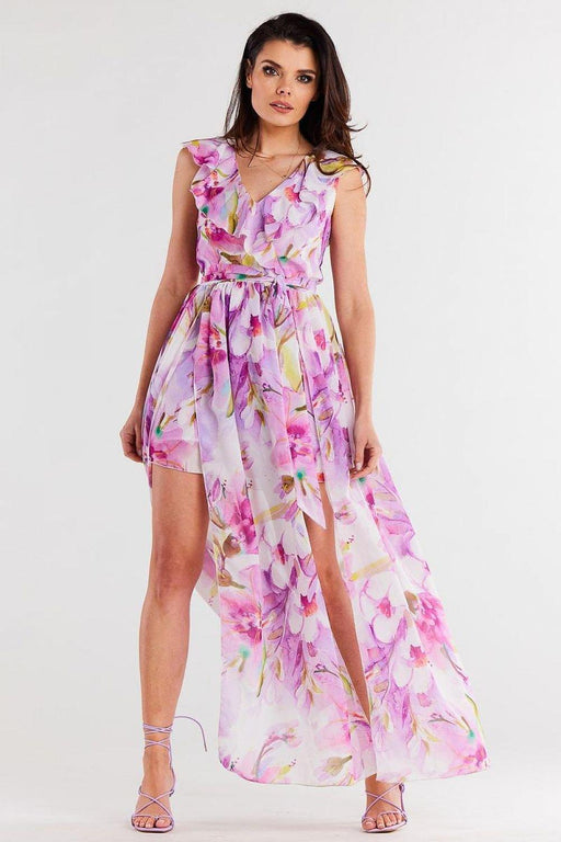 Chic Chiffon Belted Daydress with Ruffled Detail