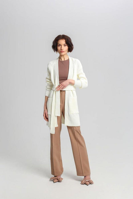 Chic Ribbed Knit Tie-Belt Cardigan