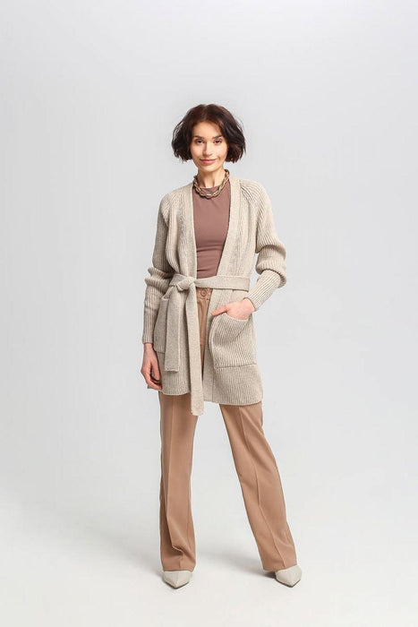 Chic Ribbed Knit Tie-Belt Cardigan