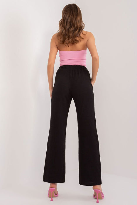 Elegant High-Waisted Muslin Cotton Trousers for Women