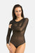 Sculpted Elegance Sheer Black Mesh Bodysuit for Women