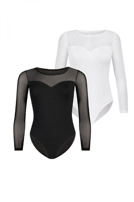 Elegant White Mesh-Detail Shapewear Bodysuit