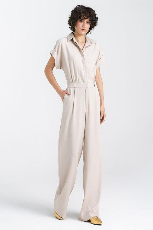 Elegant Linen-Viscose Blend Jumpsuit