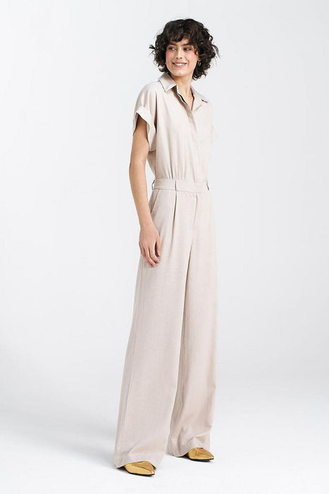 Elegant Linen-Viscose Blend Jumpsuit