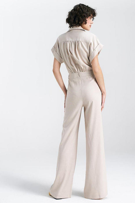 Elegant Linen-Viscose Blend Jumpsuit