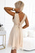 Chic Beige Tulle Cocktail Dress with Elegant Wrap Neckline and Bow Detail