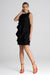 Chic Sleeveless Trapeze Cocktail Dress with Ruffle Accents