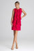 Chic Sleeveless Trapeze Cocktail Dress with Ruffle Accents