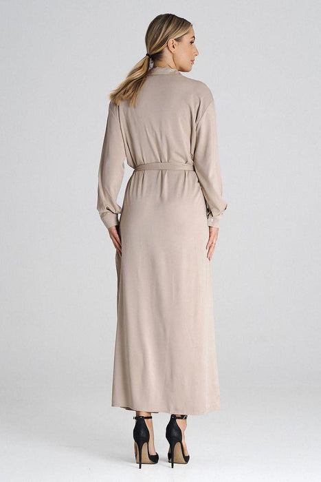 Elegant Maxi Shirt Dress with Stylish Collar and Buttoned Sleeves