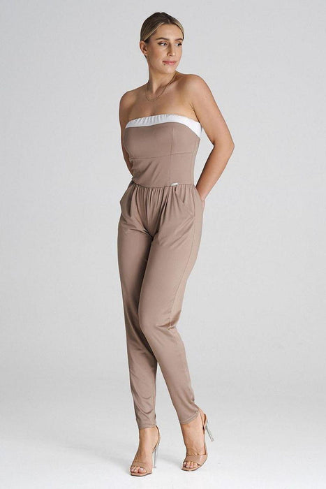 Strapless Elegant Pleated Jumpsuit with Handy Pockets