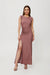 Sophisticated Metallic Thread Evening Dress with Dramatic High Slit