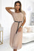 Chic Beige Chiffon Cocktail Dress with Stylish Black Waist Belt