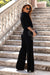 Chic Viscose Top and Tailored High-Waisted Trousers Ensemble