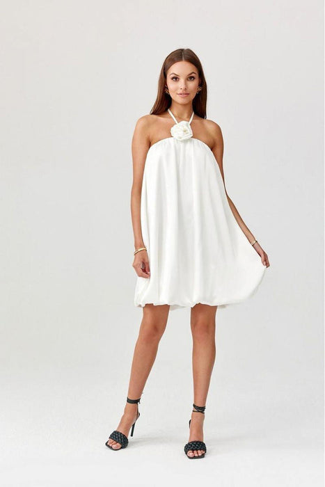 Chic Rose-Embellished Evening Cocktail Dress