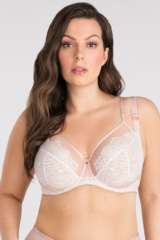 Chic Beige Lace Push-Up Bra for Full Bust Enhancement