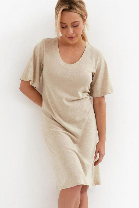 Chic Melange Viscose-Linen Sleep Shirt for Women