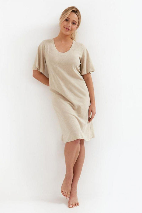 Chic Melange Viscose-Linen Sleep Shirt for Women