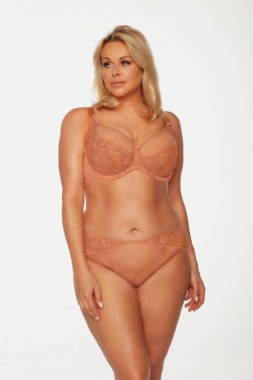 Apricot Elegance Plus-Size Lace Bra