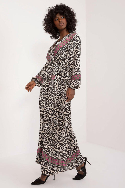 Vibrant Print Envelope Neckline Maxi Dress - Elegant Feminine Style