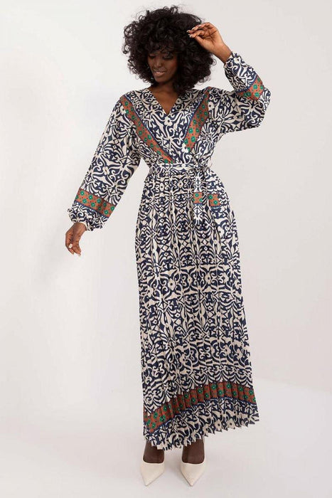 Vibrant Print Envelope Neckline Maxi Dress - Elegant Feminine Style