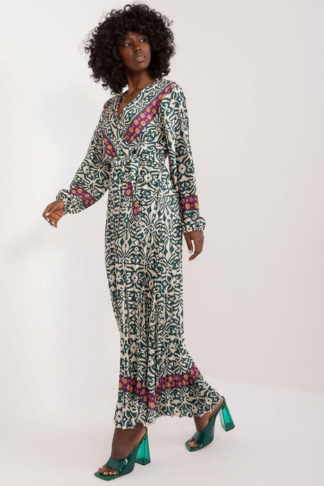 Vibrant Print Envelope Neckline Maxi Dress - Elegant Feminine Style