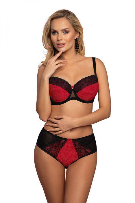 Elegant Red Polka Dot Lace Padded Bra