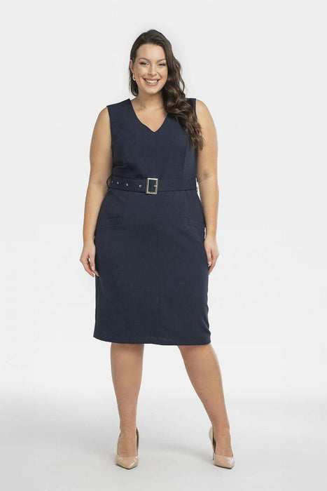 Emma Heart Neckline Plus Size Dress with Pockets and Elegant Design