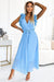 Ethereal Blue Ruffled Chiffon Cocktail Dress with Envelope Neckline by Numoco