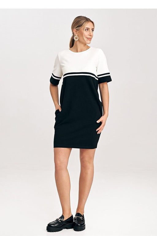 Chic Cotton Belted Mini Dress with Functional Pockets